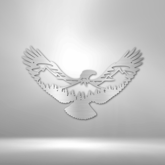 Eagle Flying Steel Sign Laser Cut Powder Coated Home & Office Metal Wall Decor M